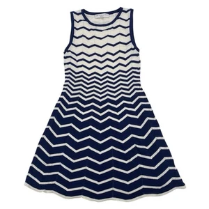 Vestido Trina Turk Talla M Martinica Azul Marino Chevron Rayas Sin Mangas Tejido - Imagen 1 de 15