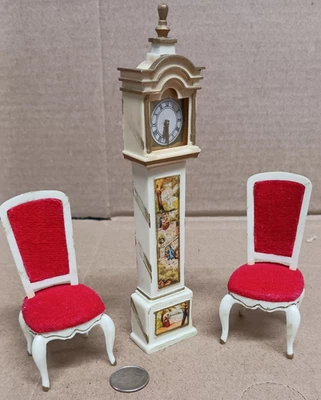 IDEAL Reloj Abuela Provincial Francesa 2 Sillas Laterales Muebles Muñeca Roja Foto 1 de 2