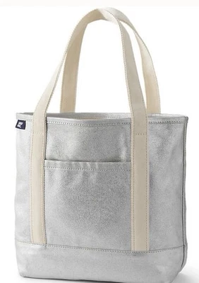 Bolso de Mano Lands' End Mediano Recubierto Metálico 5 Bolsillos Abierto Top Lona ¡Regalo! Foto 1 de 4