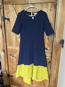 Boden Wren Ponte Midi Dress Women size 8R Navy gold with pockets & lined - Picture 1 of 5