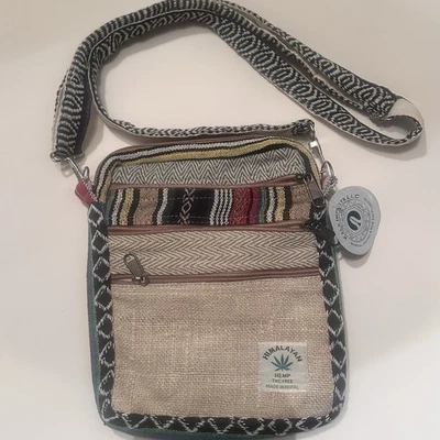 Bolso Bandolera Cáñamo Cartera Pasaporte Multicolor Boho Multi Bolsillo Correa Ajustable Foto 1 de 4