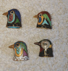 4 x Vintage Cloisonné Enamel Bird Thimbles