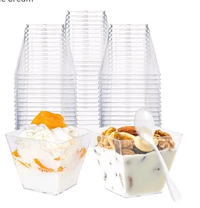 Mini Dessert Cups with Spoons/Plastic/50 - Image 1 of 1