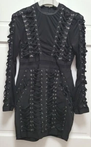 Fashion Nova Grunge Style Grommet Long Sleeve Mini Dress - Black - XL - Picture 1 of 8