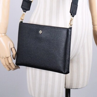 Tory Burch Blake Black Leather Crossbody Bag Purse Messenger Swingpack 148314 - Image 1 of 4