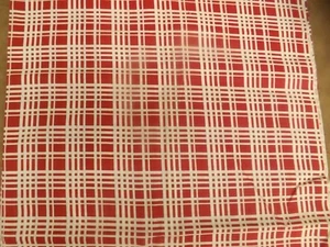 De Colección Años 50 Retro Rojo Blanco Artístico Cuadros SIN USAR Tela de Algodón Remanente 35" x 3.5 yardas - Imagen 1 de 5