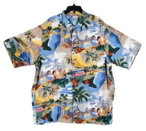 Vtg Reyn Spooner Shirt Vibrant Whimsical Floral 40s 50s Hawaiian Tourists 3XL Ms - Picture 1 of 11