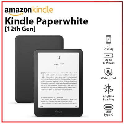 Amazon Kindle Paperwhite 12th Gen BLACK Waterproof Education E-Reader - 32GB - Image 1 of 4