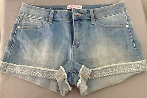 Women’s Candies Bling/Sparkle Bejeweled Cut Off Shorts Sz9