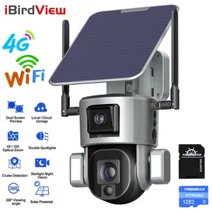 iBirdView Solar Power 4K 8MP IR Camera 4/10X Zoom 4G Wifi IP Video Recorder New
