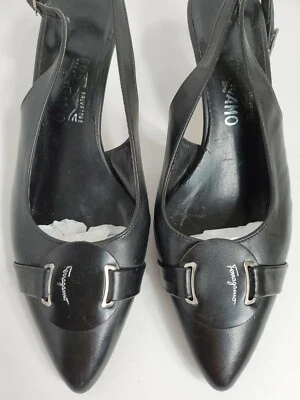 Sandalia Salverto Ferragamo Mujer Cuero Negro Tirantes (EU37) 6.5M Hecha en Italia Foto 1 de 4