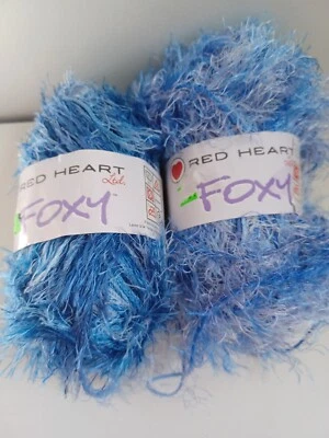 Red Heart Foxy Yarn Blue 1.75 Oz  Eyelash Yarns Indigo An Bluesy Discontinued  - Image 1 of 4