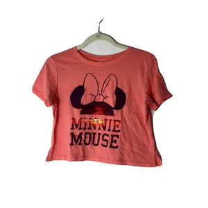 Disney Damen Minnie Mouse Top Größe Medium Koralle Rosa Sonnenaufgang Cropped T-Shirt - Bild 1 von 6