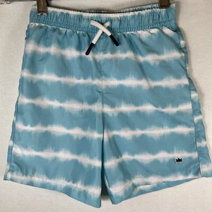 Crown & Ivy Boys Swimsuit Shorts Trunks Size 5 Blue Striped Tie Dye Beach Pool - Picture 1 of 6