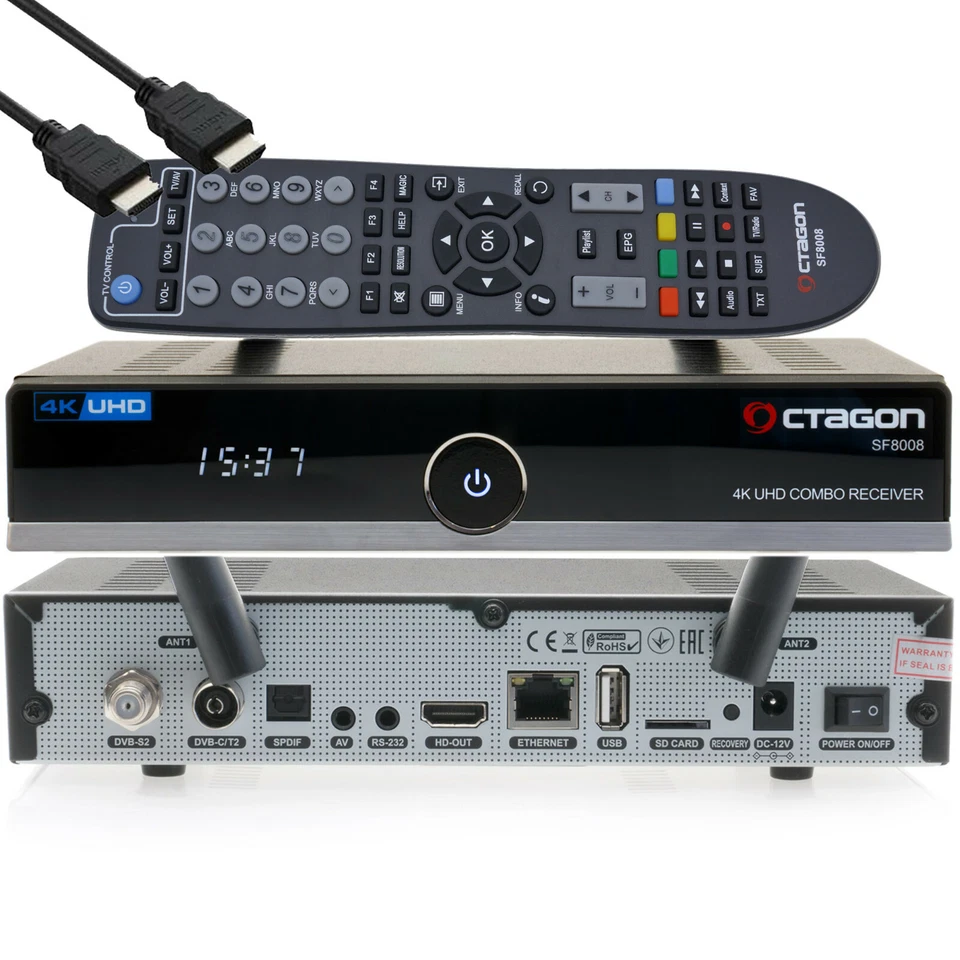 OCTAGON SF8008 Linux 4K Combo Receiver UHD E2 DVB-S2X & DVB-C/T2 USB DUAL WLAN - Bild 1 von 4