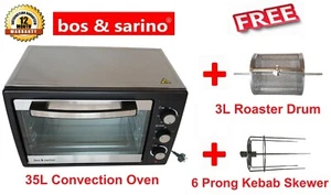 35L Convection Rotisserie Grill BBQ Oven + Air Fryer Roaster Drum + KEBAB Prongs - Picture 1 of 12