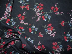 Bullet Printed Liverpool Textured Fabric Stretch Black Red Blue Green Floral O36 - Picture 1 of 1