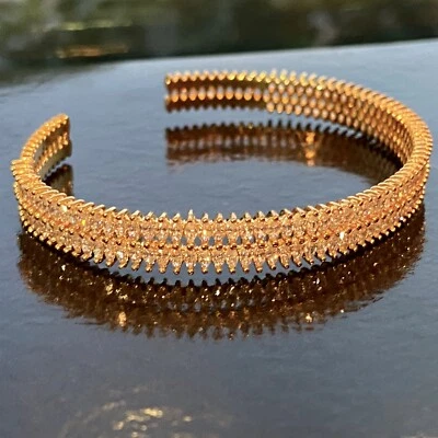 Brazalete abierto lleno de oro de 18 quilates hecho con joyería nupcial marquesa de cristal de Swarovski Foto 1 de 4