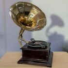 HMV Gramophone Wooden Phonograph Working Antique Audio Win-Up Record Player Gift
