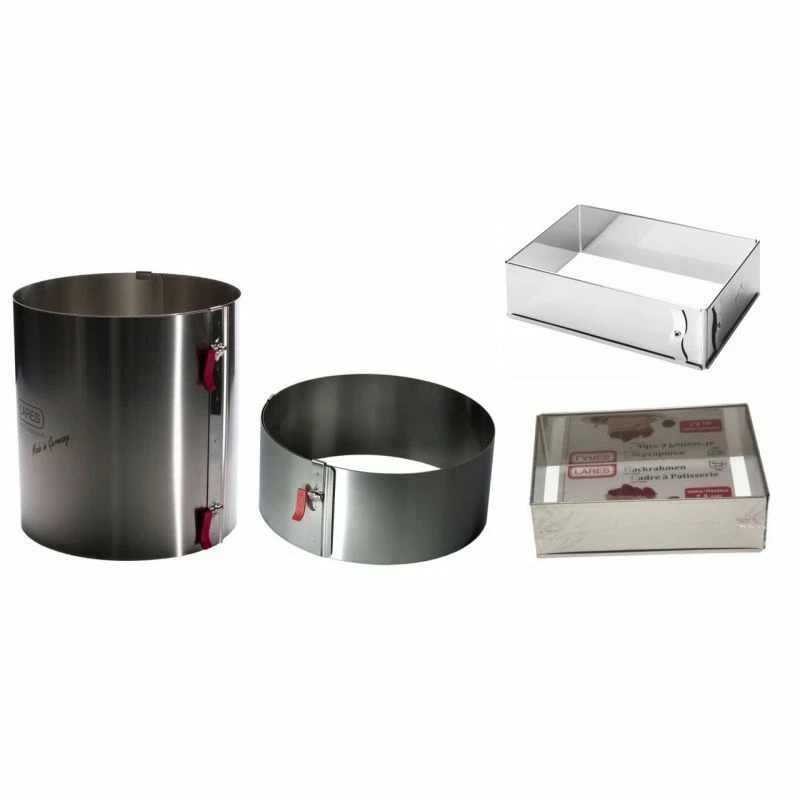 Lares Tortenring Backrahmen Klemmhebel Edelstahl rund eckig extra hoch fixierbar - Bild 1 von 1