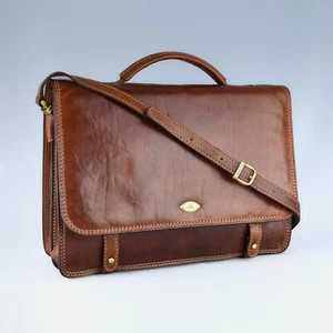 The Bridge Chestnut Leather Briefcase Satchel Bag Made in Italy - Picture 1 of 16