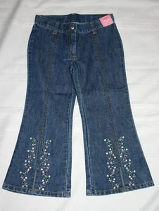 Gymboree WINTER PRINCESS Denim Blue Flare Jeans w/Floral Embroidery NWT 4 6 9 - Picture 1 of 3