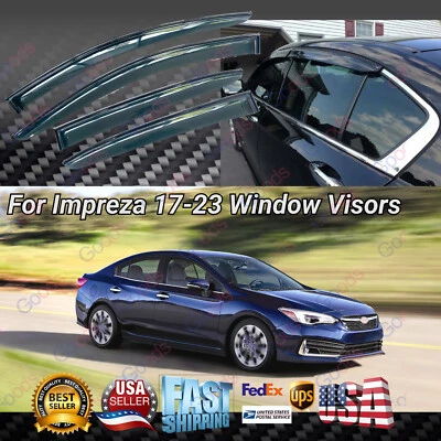 Para Subaru Impreza 2017-23 sedán viseras de ventana protectores de lluvia con adornos con impresión de carbono Foto 1 de 4