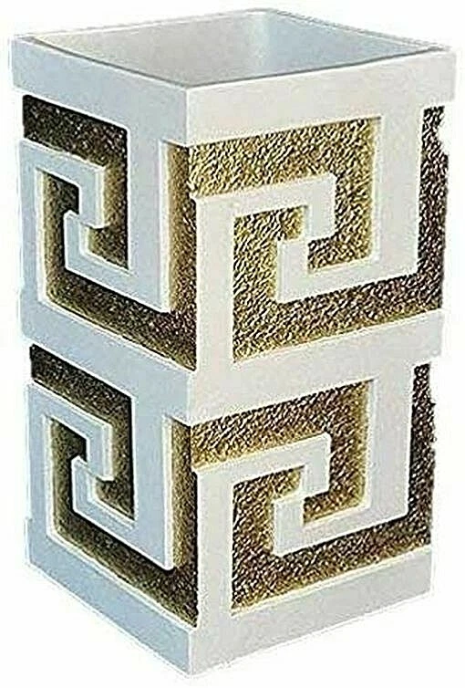 Vase Blumentopf Topf Mäander Muster Hammerschlag Hand bemalt Gefäß Garten Blume - Bild 1 von 1