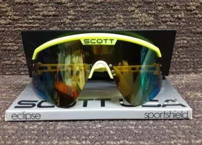 🔥🚨 Gafas de sol Scott de colección años 90 escudo deportivo amarillo eclipse nuevas de stock con caja ¡Raras! Foto 1 de 4