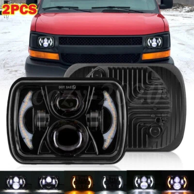 Pair 7X6 5x7 LED Headlight Hi/Lo Beam For Chevy Express Cargo Van 1500 2500 3500 - Image 1 of 4