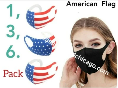 American Flag Patriotic Reusable Protection Face Cover Stretch Handmade Mask - Image 1 of 4