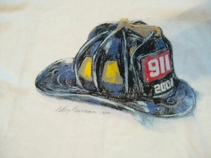 Vintage Gildan T-Shirt Memorial FDNY 2001 Leroy Neiman Signed Size M - Picture 1 of 5