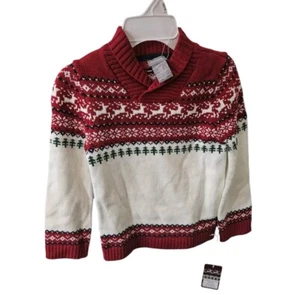 Tahari NWT Boys Sm 5/6 Pullover Christmas Sweater Reindeer Snowflakes - Picture 1 of 6