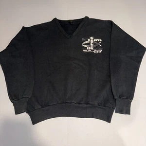 Vintage DARRYL & DON GATLIN Sweatshirt Black Adult XL Printed V Neck Jumper 80s - Picture 1 of 8