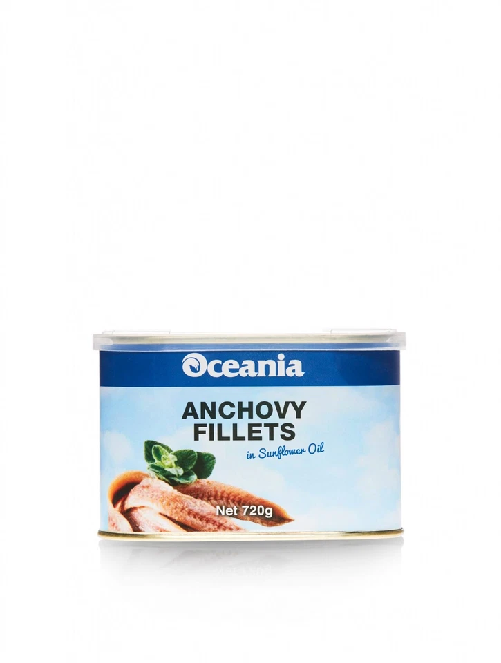 ANCHOVY ANCHOVIES FILLETS IN SUNFLOWER OIL 720G OCEANIA - PRODUCT OF PERU - image 1 of 1