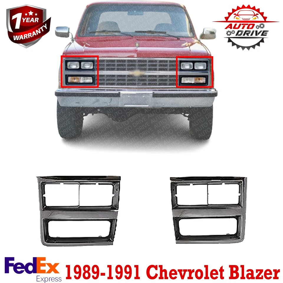 Headlight Bezel Trims Chrome For 1989-1991 Chevrolet R/V Series Truck Suburban - Изображение 1 из 4