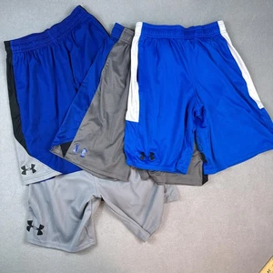 Under Armour Athletic Shorts Youth Boys Medium Mesh Performance Lot Blue Gray - Picture 1 of 18
