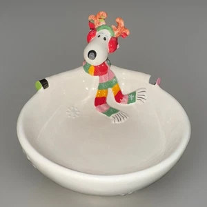 Fitz and Floyd Snowflake & Jake Candy Bowl Holiday Christmas Winter Dish 2009 - Picture 1 of 5