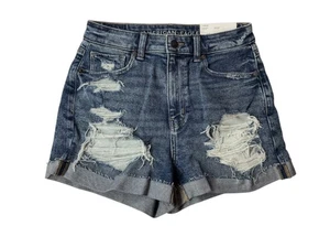 C2 American Eagle AE Stretch Denim Mom Shorts Gr. 4 Darken Destroy Dark Wash - Bild 1 von 3