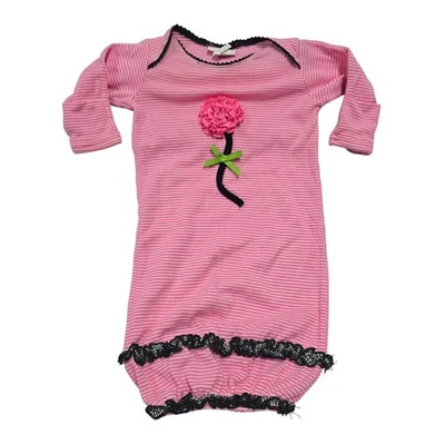 Cach Cach Bebé Niña Rosa Blanco Negro Rayas Vestido Flor Prendas para Dormir 0 3 Meses Foto 1 de 4