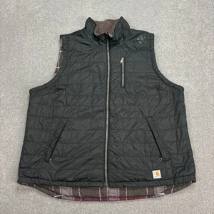 Carhartt Jacket Womens Extra Large Black Reversible Quilted Vest Gilet Lady - Picture 1 of 15