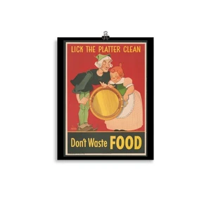Leck the Platter Clean | WWII Poster | Jack Sprat & Wife Vintage Art - Bild 1 von 4