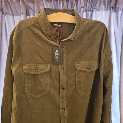 JEREMIAH Long Sleeve Button Down Corduroy Overshirt in Mossy Green Mens  Size Xl - Image 1 of 4