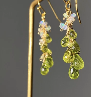 Peridoto opali etiopi pietra preziosa pendente orecchini argento sterling... - Immagine 1 di 4