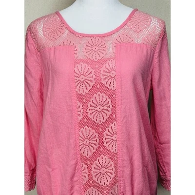 Blusa Vintage America Feminina Pequena Rosa Renda Acento Feminino Cottage Core - Imagem 1 de 4