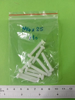 Viti Nylon M4 X 25 - Testa Cilindrica Taglio/Incrociato - Bianco Naturale - - Immagine 1 di 4