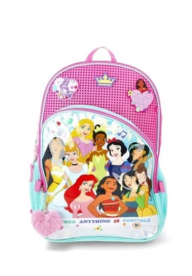 Disney Princesa Niñas Personalizable Dije 6 Piezas Mochila Set, 17" Rosa Claro Foto 1 de 4