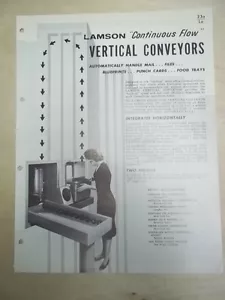 Brochure vintage Lamson Corp ~ trasportatori / trasportatori ~ catalogo - Foto 1 di 1