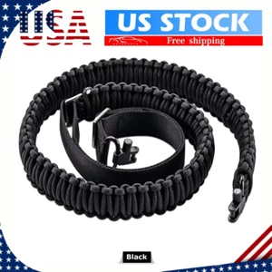 Tactical 550 Paracord Rifle Gun Sling Shotgun Crossbow 2 Point Adjustable Swivel - Picture 1 of 11