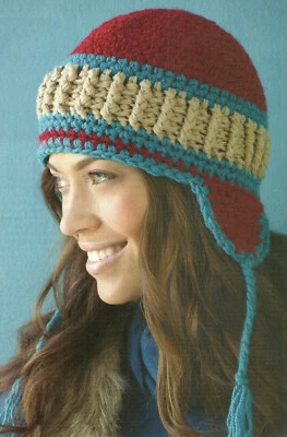 Snowy Day Hat CROCHET Pattern INSTRUCTIONS magazine pages - Image 1 of 3